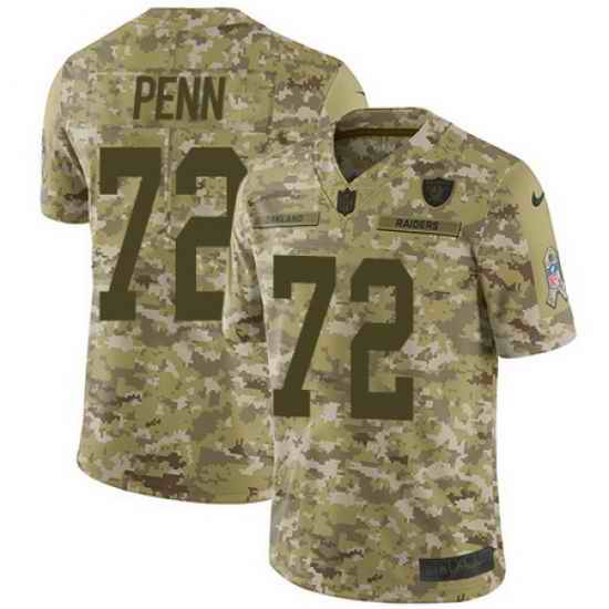 Nike Raiders #72 Donald Penn Camo Mens Stitched NFL Limited 2018 Salute To Service Jersey